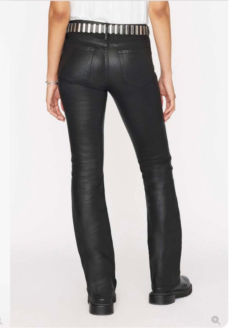 FRAME Le Mini Boot JEANS COATED BLACK MID Rise 31 x 32 NWT - Picture 3 of 11